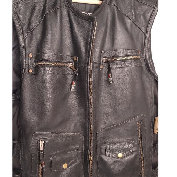 Jackets 4 Bikes Men's Motorcycle Vest Leather Dual Concealed Carry Pockets - Picture 3 of 8